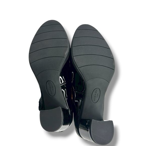 Anne Klein Castana Round Toe Block Heel Pumps Size 8 Black Patent Leather Heels - Picture 9 of 10